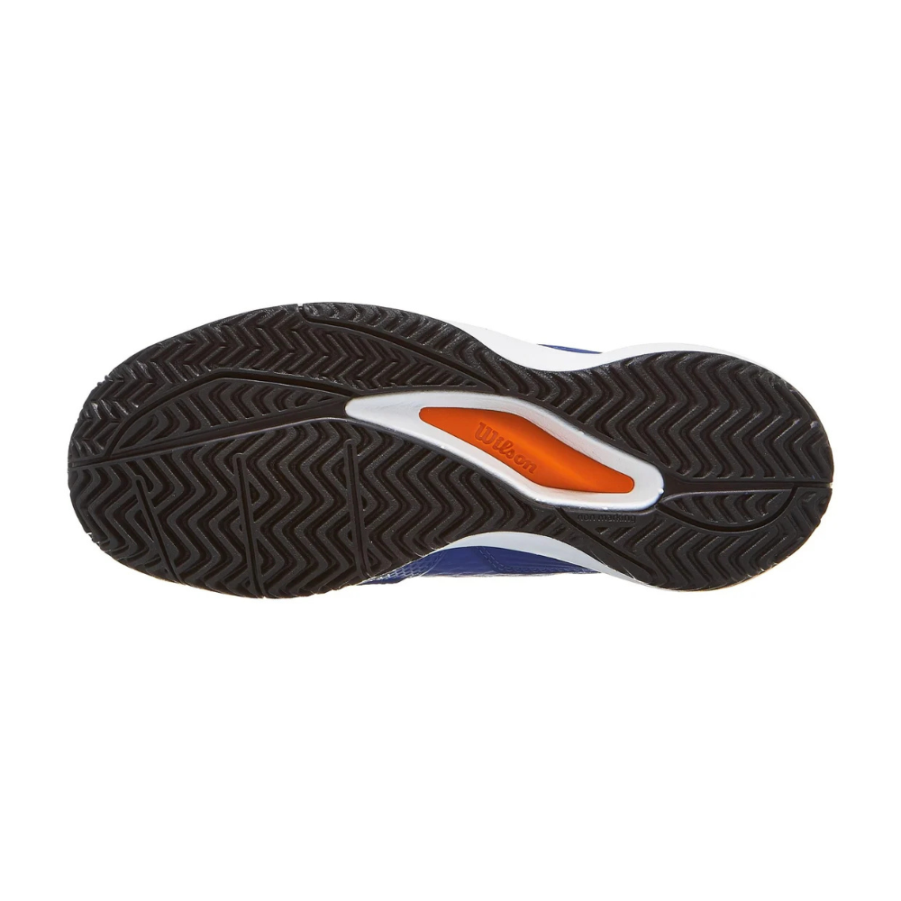 Wilson Rush Pro Ace Junior Shoes - Deja Vu Blue/Orange Tiger/White