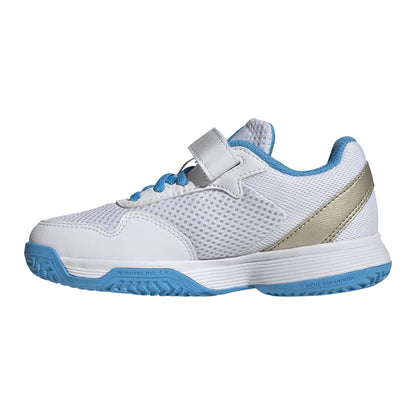 Adidas Courtflash K  Shoes - White/Lucid Aquamarine
