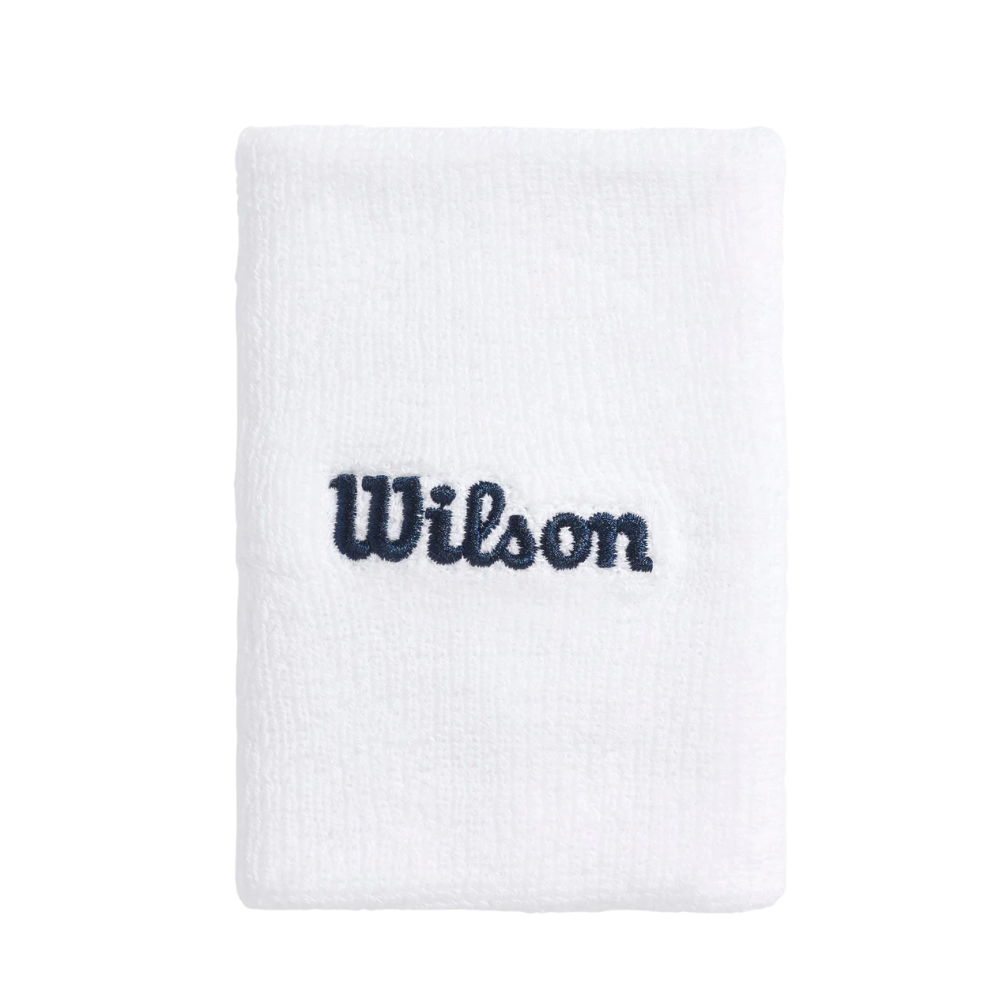 Conjunto de 2 munhequeiras Wilson Wide Terry - Branco Brilhante