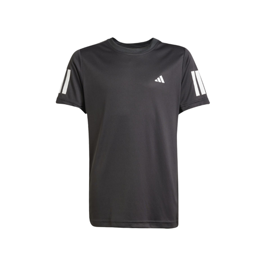 Adidas Club 3 Stripe Boy T-Shirt - Black