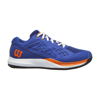 Wilson Rush Pro Ace Junior Shoes - Deja Vu Blue/Orange Tiger/White