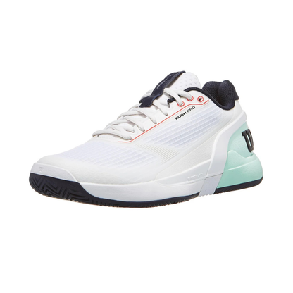 Wilson Rush Pro 5 All Court Men Tennis Shoes - White/Bay/Coral
