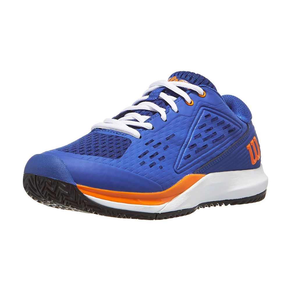 Wilson Rush Pro Ace Junior Shoes - Deja Vu Blue/Orange Tiger/White