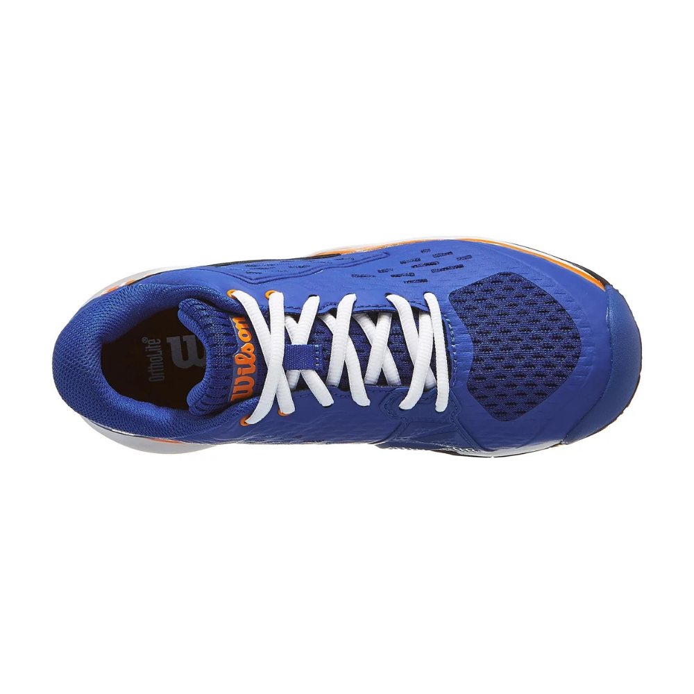 Wilson Rush Pro Ace Junior Shoes - Deja Vu Blue/Orange Tiger/White