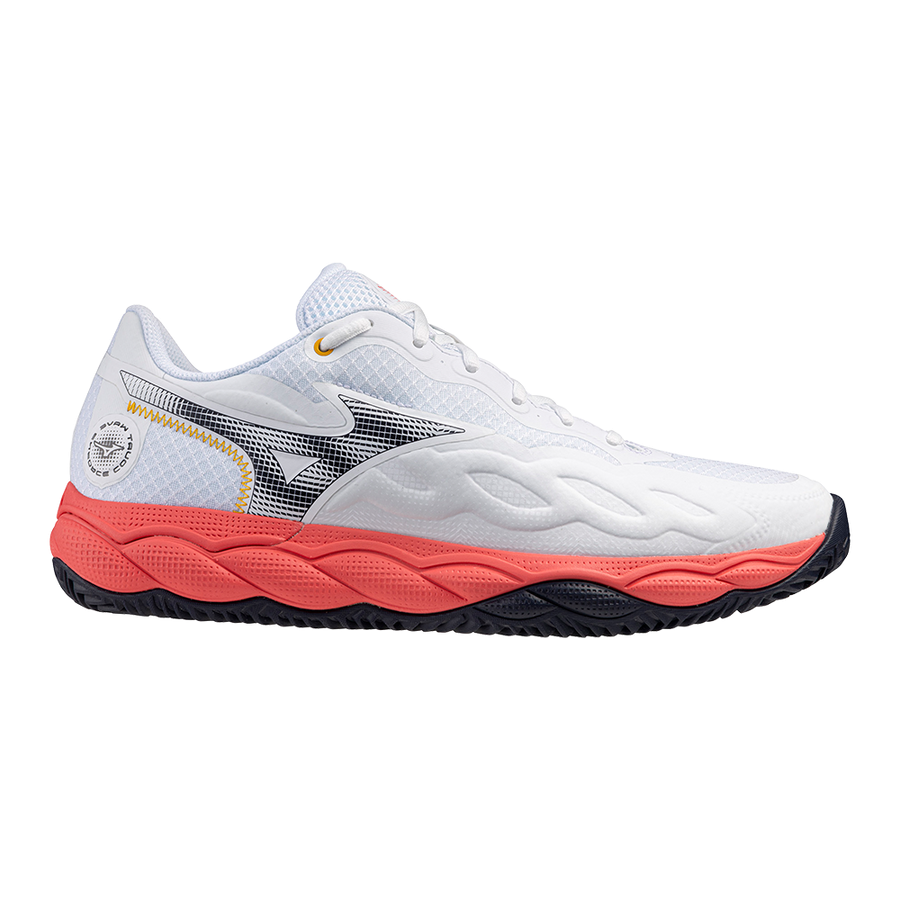 Mizuno Wave Enforce Court Clay Court Men's Tennis Shoes - White/Red