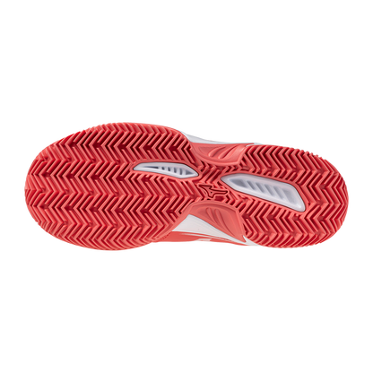 Mizuno Wave Enforce Court CC Women's Tennis Shoes - White/Calypso Coral