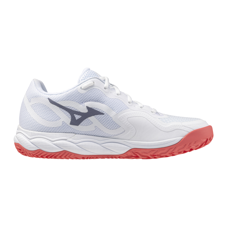 Mizuno Wave Enforce Court CC Women's Tennis Shoes - White/Calypso Coral