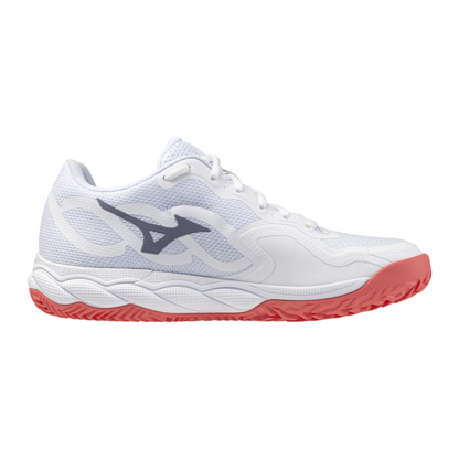 Mizuno Wave Enforce Court CC Women's Tennis Shoes - White/Calypso Coral