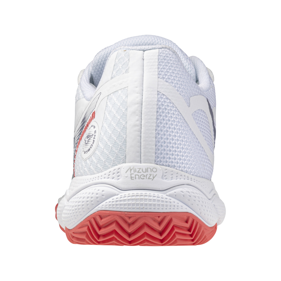 Mizuno Wave Enforce Court CC Women's Tennis Shoes - White/Calypso Coral