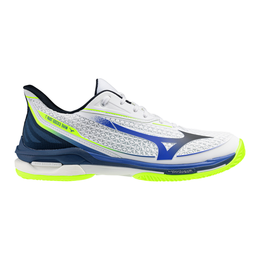 Sapatilhas de Ténis Masculina  Mizuno Wave Exceed Tour 7 Clay Court - Branco/Azul/Amarelo