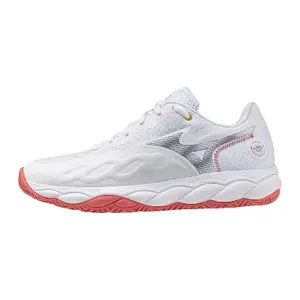 Mizuno Wave Enforce Court CC Women's Tennis Shoes - White/Calypso Coral