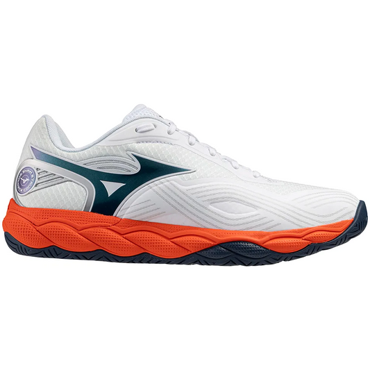 Sapatilhas de Ténis Masculina Mizuno Wave Enforce Court 2 All Court - Branco/Azul/Laranja