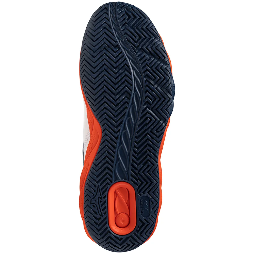 Sapatilhas de Ténis Masculina Mizuno Wave Enforce Court 2 All Court - Branco/Azul/Laranja