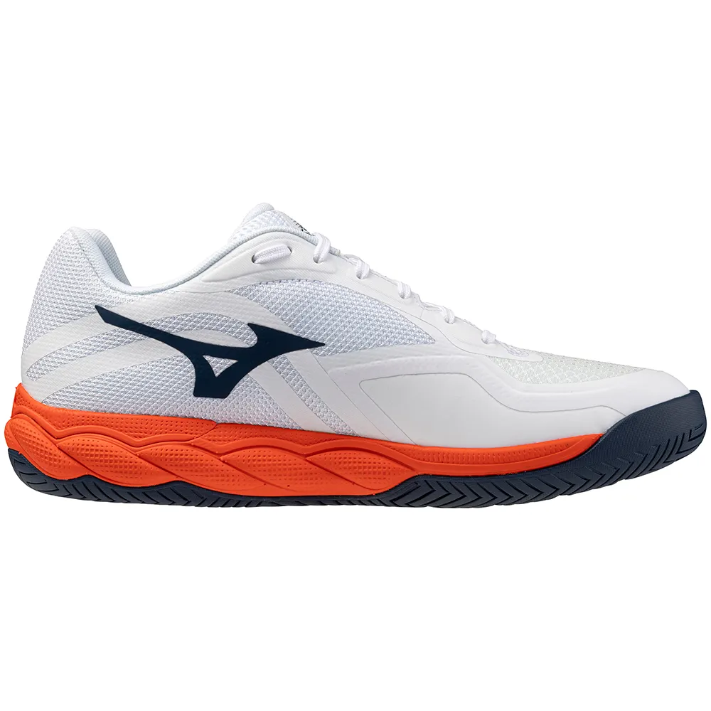 Sapatilhas de Ténis Masculina Mizuno Wave Enforce Court 2 All Court - Branco/Azul/Laranja